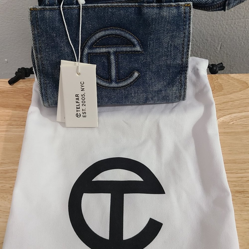 Telfar Small Denim Shopper - Blue